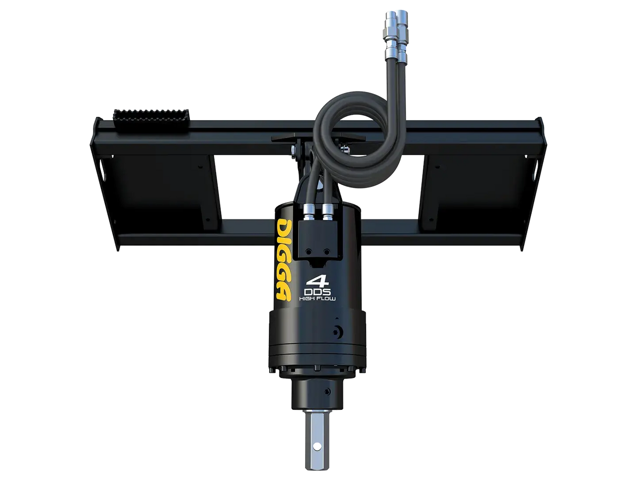 A high-powered auger attachment with a Digga 2DDS drive system, ideal for digging post holes, planting trees, and mixing concrete.