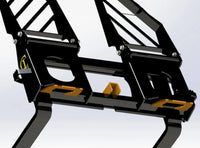 Thumbnail for The attachment has a skid steer loader quick attach plate, as well as  forks that can be adjusted to different widths. 