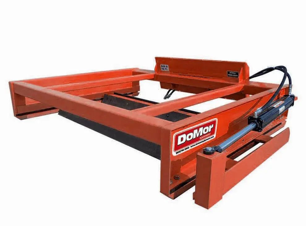 A DoMor SSF-72 skid steer attachment, featuring the DoMor logo and branding prominently. This attachment is built for tough jobs and can handle a variety of tasks.