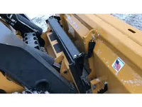 Thumbnail for The snow plow is angled and appears to be made of heavy-duty steel.
