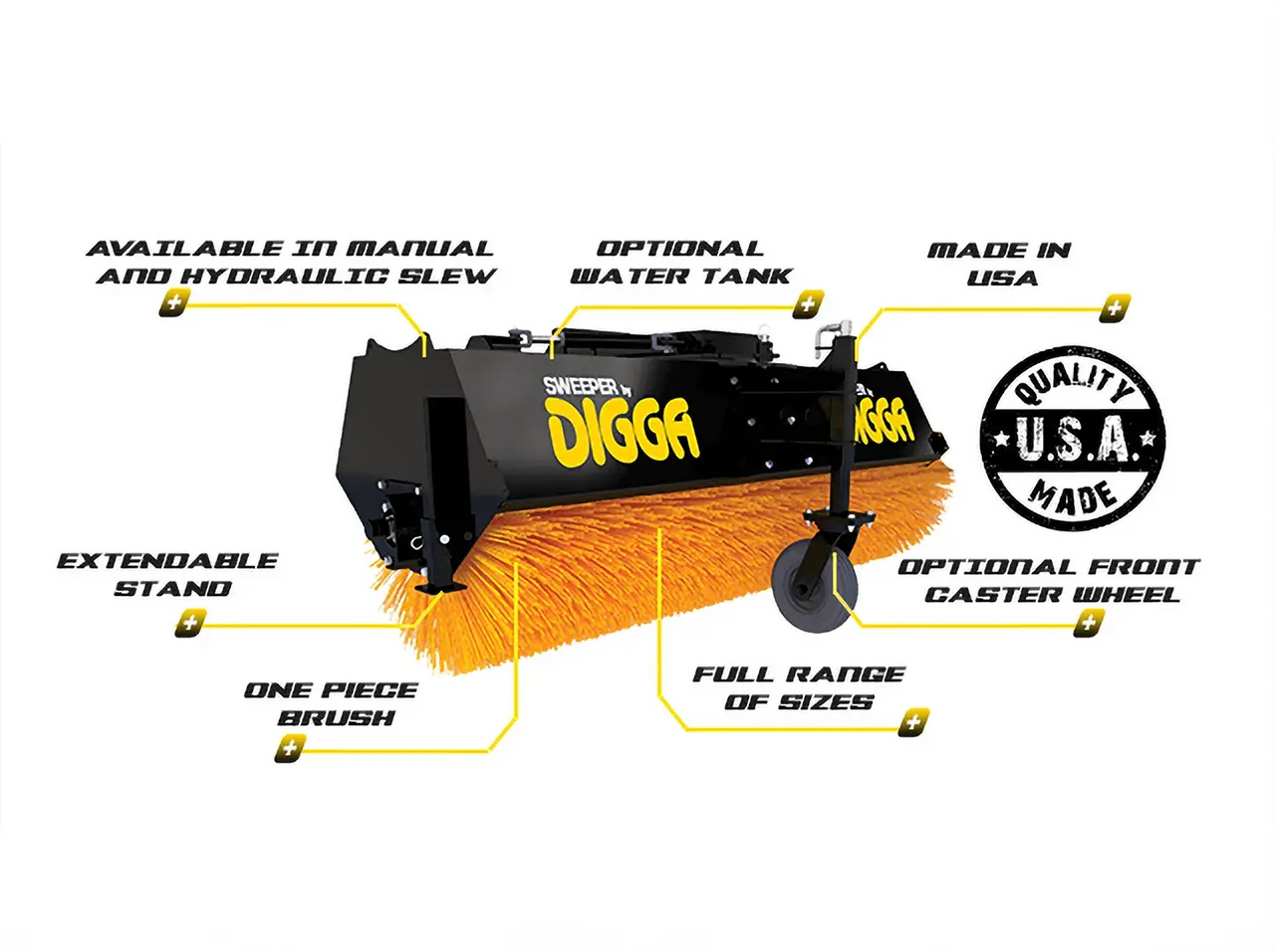 Sweeper Angle Broom - Hydraulic Adjustable Digga USA