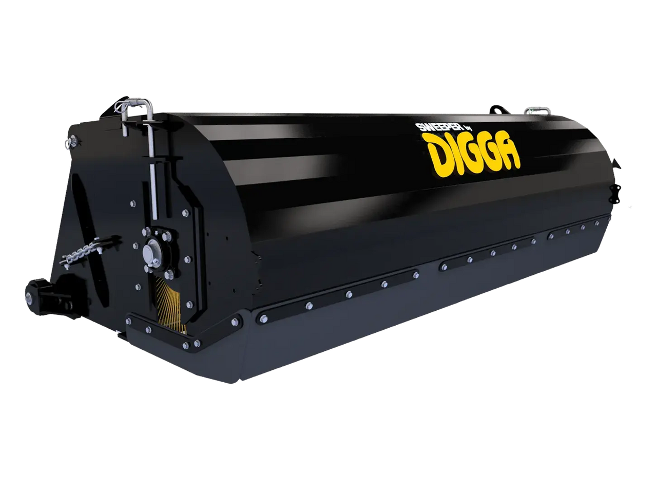 A 3D model of a Digga Skid Steer Pick Up Broom Attachment. 